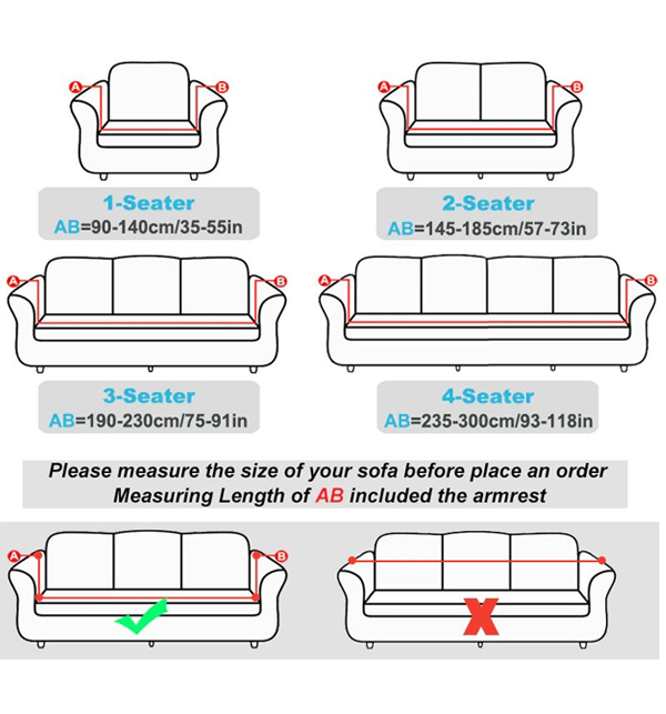 Jumbo Size Sofa Cover - 7 Seater (3 + 2 + 1 + 1 Seater) - Dark Blue	