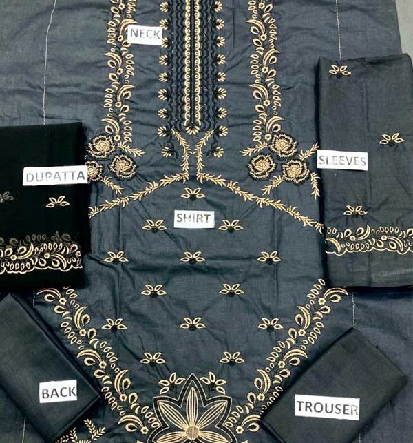 BIG Deal Pack of 2 Luxury Lawn Embroidery Dress Chiffon Embroidery Dupatta (DEAL-89) Gallery Image 4