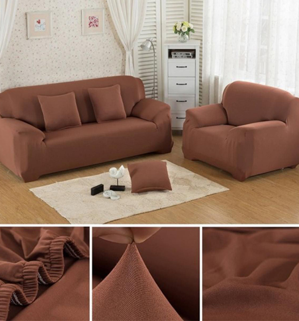 Jumbo Size Sofa Cover - 7 Seater (3 + 2 + 1 + 1 Seater) - Chocolate Gallery Image 1