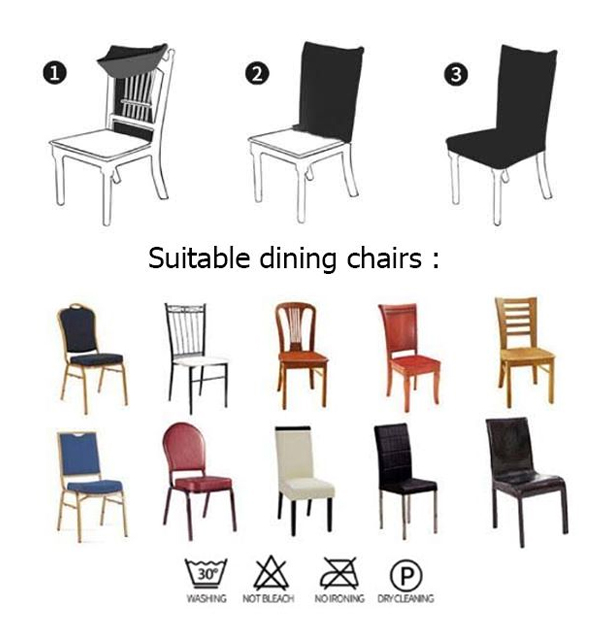 Pack of 4 - Dining Chair Stretchable Covers - Chocolate	 Gallery Image 1