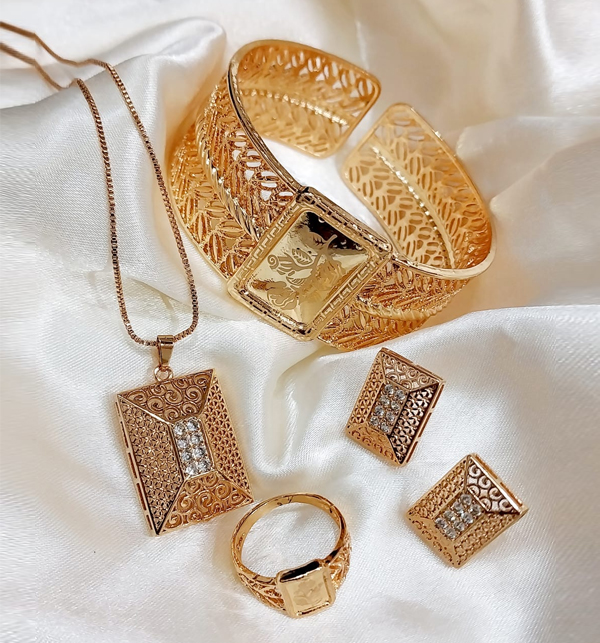 Combo Deal Locket Set Earring Ring & Gold Plated Bangle (ZV:12558)