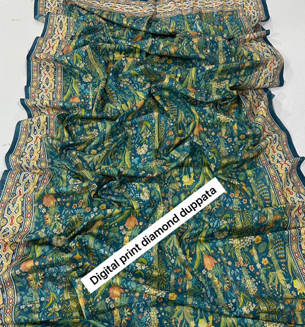 Digital Printed Linen Dress With Digital Printed Diamond Dupatta (UnStitched) (LN-365)