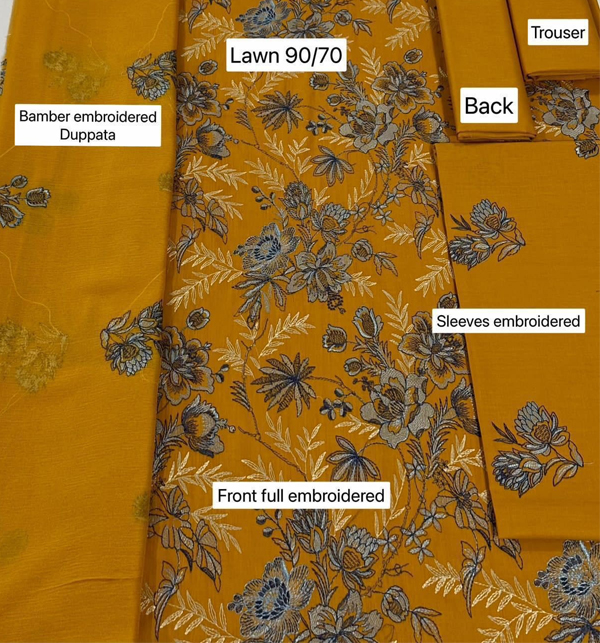 Latest Embroidered Lawn Dress With Bamber EMB Dupatta (Unstitched) (DRL-1502)	 Gallery Image 2
