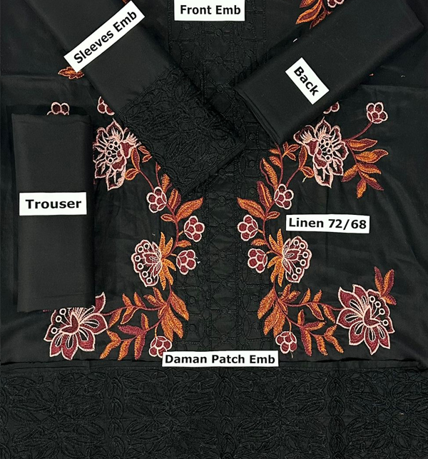 Linen 2 PCs Embroidered Dress (Unstitched) (LN-384)	