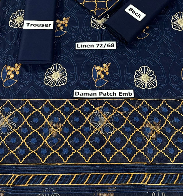 Linen 2 PCs Embroidered Dress (Unstitched) (LN-385) 	