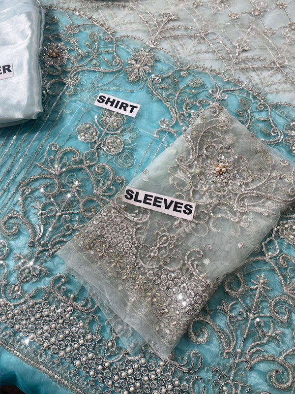 Luxurious NET Tie & Dye 3D FULL Handwork Heavy Pearls Use & Heavy Embroidered Net Wedding Maxi Dress (CHI-851)