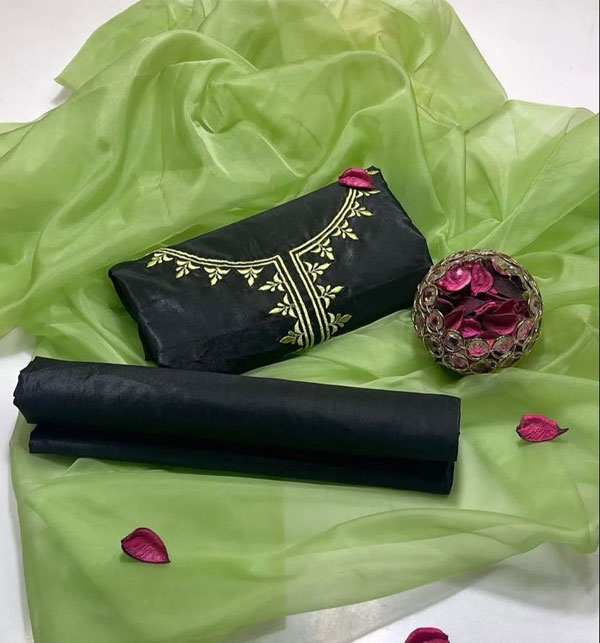 Latest Winter Collection Silk Dress With Organza Dupatta (Unstitched) (CHI-860)	