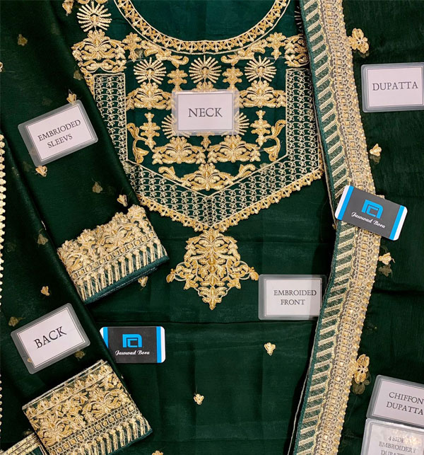 Chiffon Fully Embroidered Spengle Work Dress With Chiffon EMB. Dupatta (UnStitched) (CHI-862) Gallery Image 1