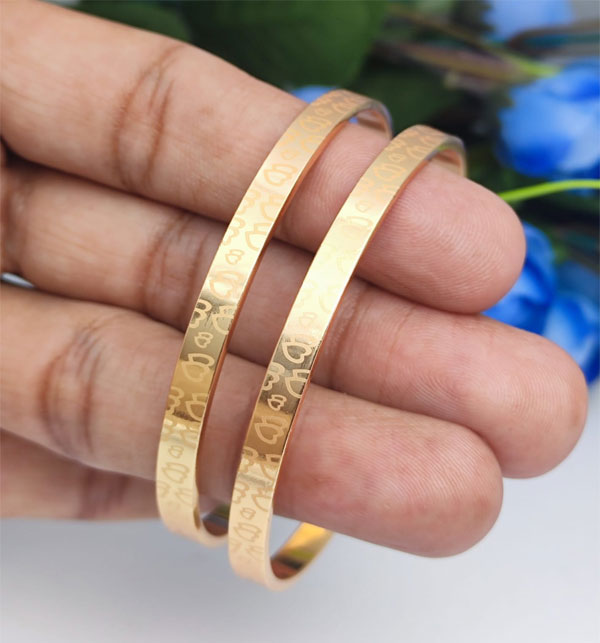 Gold Plated Self Printed Bangles (ZV:15287) Gallery Image 1