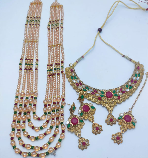 Rajwadi Indian Necklace Set With MALA (ZV:15811)