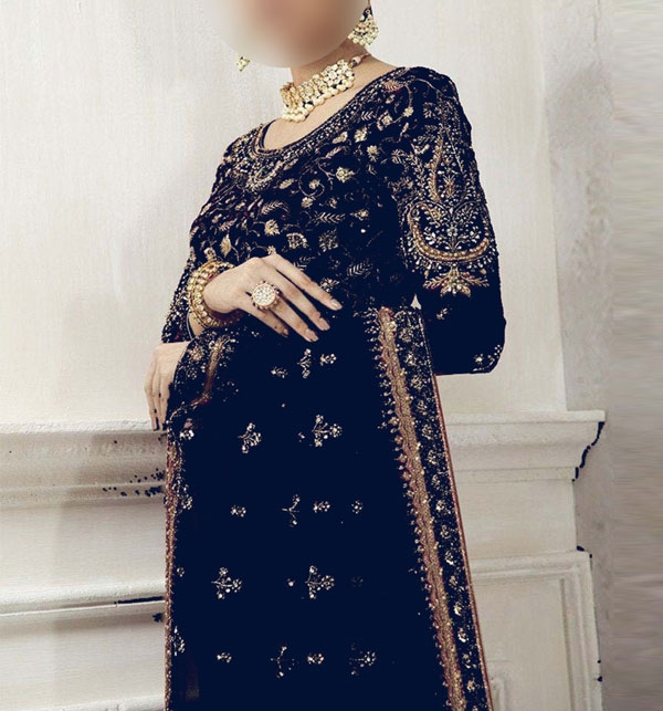 Latest NET Sequence Embroidered Saree (Unstitched) (CHI-863)