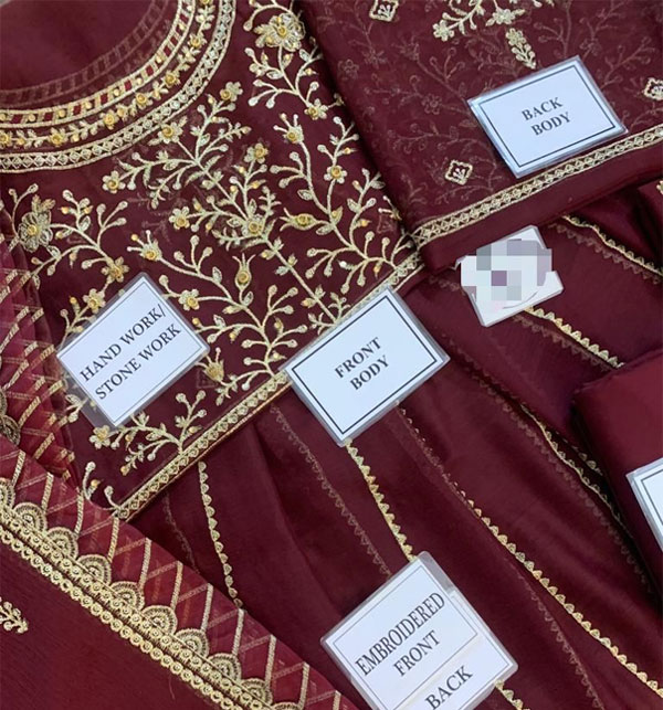 Embroidered Chiffon Party Wear Dress With Chiffon EMB. Cutwork Dupatta (Unstitched) (CHI-864)
