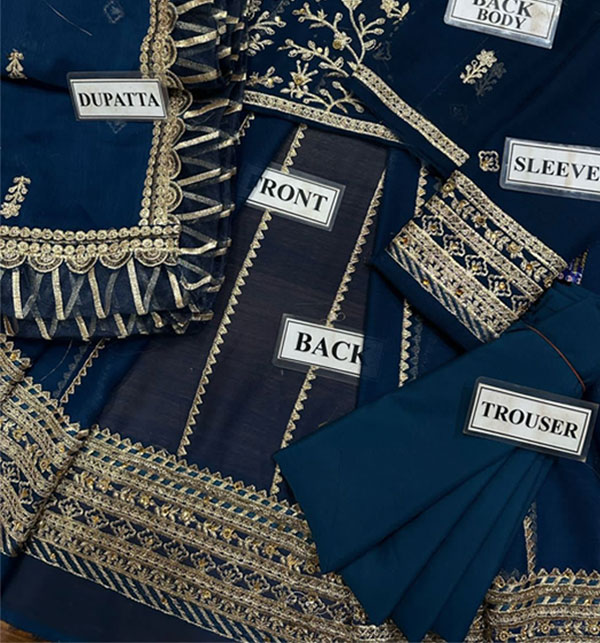 Embroidered Chiffon Party Wear Dress With Chiffon EMB. Cutwork Dupatta (Unstitched) (CHI-872)