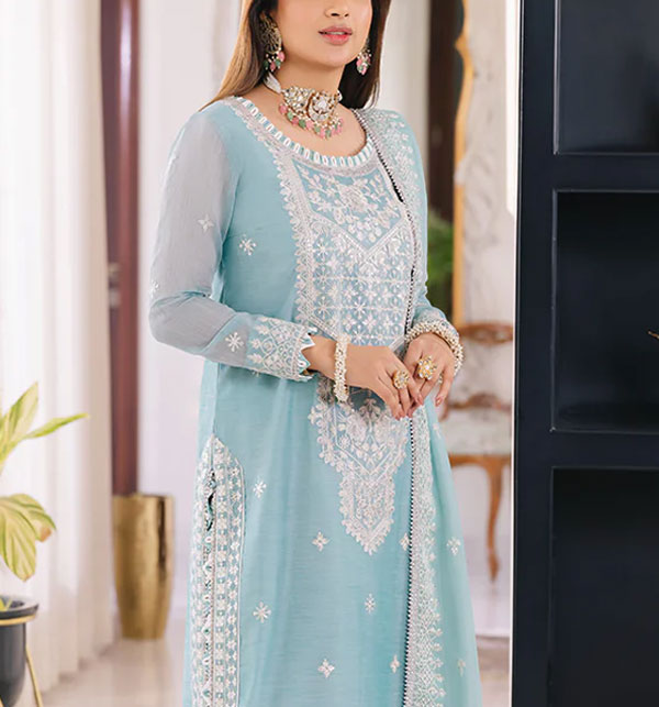 Chiffon Sequence Embroidered Dress WIth Embroidery Chiffon Dupatta (Unstitched) (CHI-880) Gallery Image 1