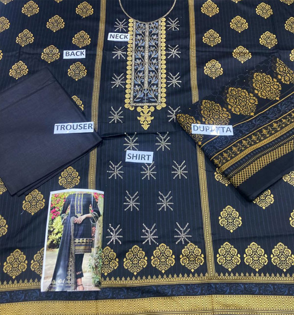 Lawn Embroidery Dress With Printed Chiffon Dupatta 3Pec Suite (Unstitched) (DRL-1647) Gallery Image 1