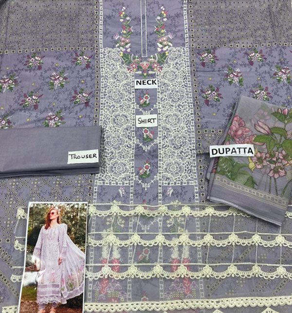 Digital Lawn 3 PCs Embroidered Dress With Chiffon Dupatta (Unstitched) (DRL-1661) Gallery Image 1