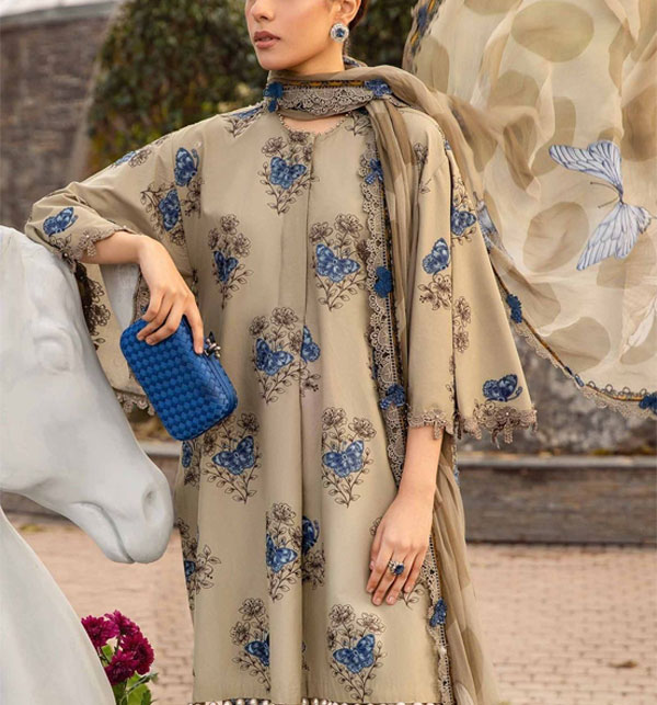 Unstitched Printed Lawn Dress With Printed Chiffon Dupatta (DRL-1683) Gallery Image 1