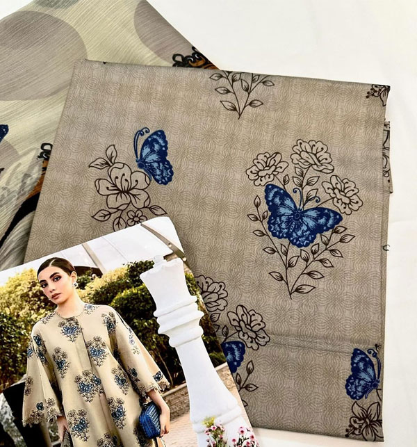 Unstitched Printed Lawn Dress With Printed Chiffon Dupatta (DRL-1683) Gallery Image 3