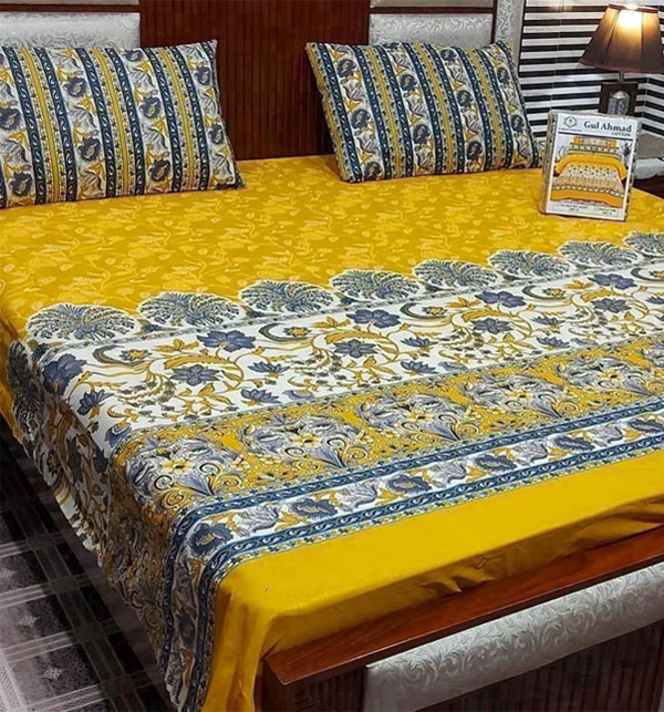 King Size Printed Cotton Salonica Bed Sheet (BCP-145)	 Gallery Image 1