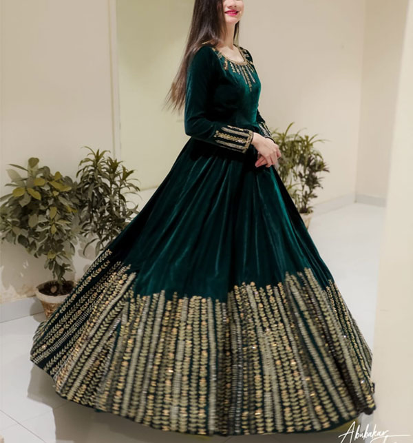 Ready Made Silk Front Back Heavy Embroidery Anarkali Style MAXI (Ghair 100+)  (RM-154) Gallery Image 2