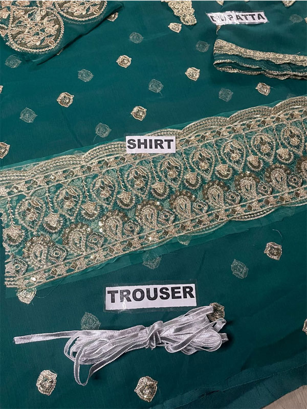Chiffon Heavy Embroidered Dress With Heavy Embroidered Chiffon Dupatta (Unstitched) (CHI-946)