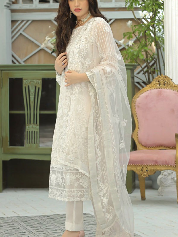 Organza Heavy Embridered Sequence Dress With Embroidered Net Dupatta (Unstitched) (CHI-969)