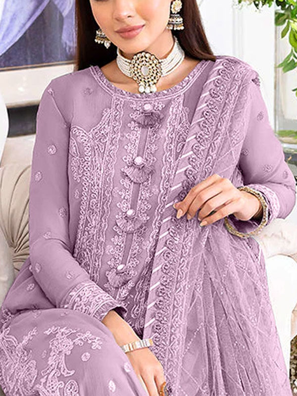 Chiffon Heavy Embroidered Spengle Work Dress With NET Embroidered Dupatta (Unstitched) (CHI-987)