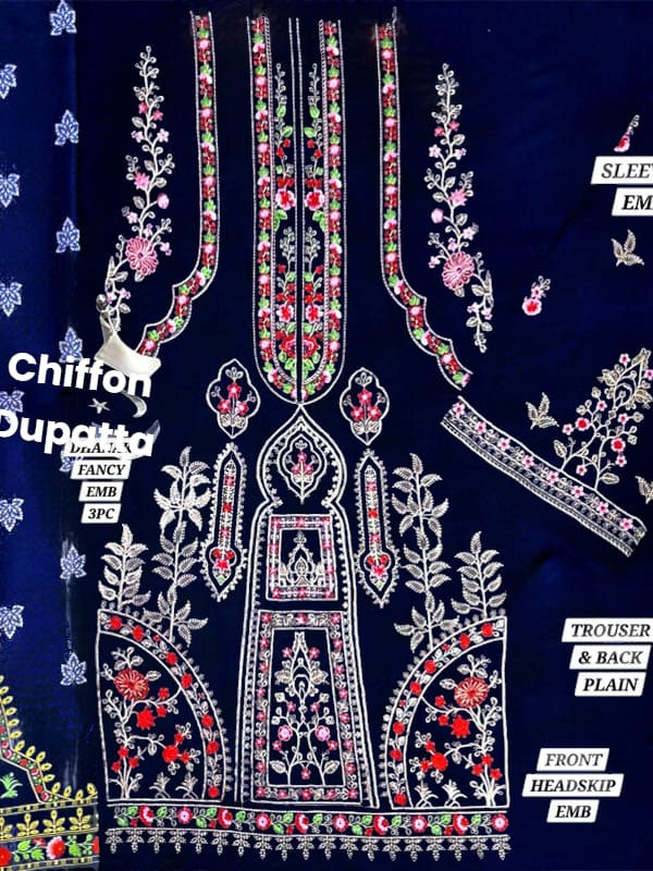 Lawn Heavy Embroidered Dress With Chiffon Embroidered Dupatta (Unstitched) (DRL-2068)