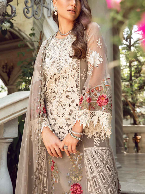 Lawn Heavy Embroidered Dress With NET Embroidered Dupatta (Unstitched) (DRL-2086)