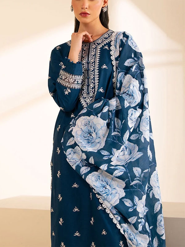 Heavy Embroidered Lawn Dress With Digital Printed Zari Dupatta (Unstitched) (DRL-2119)	