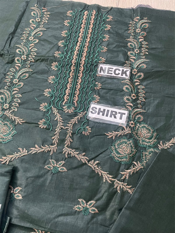 Elegant Cotton Heavy Embroidery Suit Bamber Chiffon Embroidered Dupatta 3 Pec Dress (DRL-2209)
