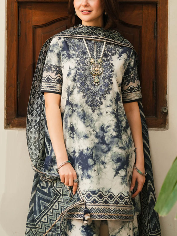 Latest Digital Printed Embroidered Lawn Dress With Printed Silk Dupatta (Unstitched) (DRL-2211)