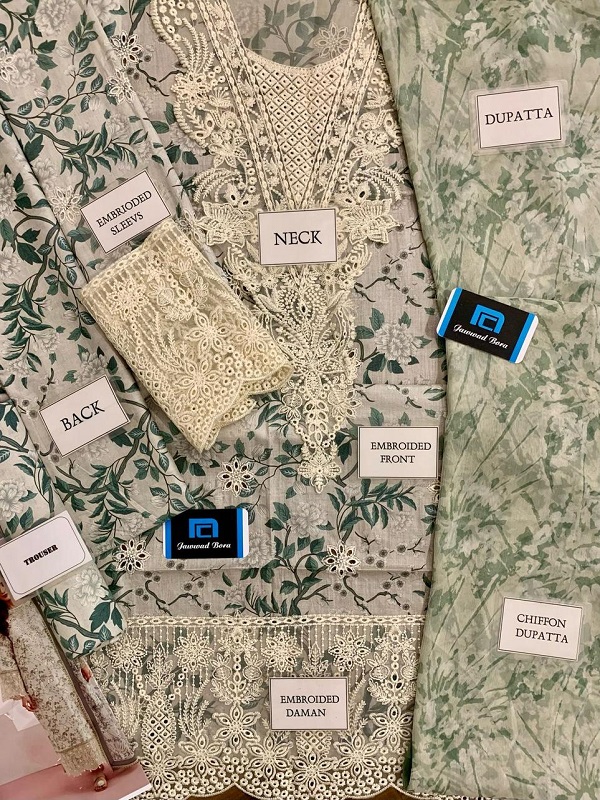 Digital Printed With Fully Embroidered Scifflie Lawn Spengle Work (Unstitched) (DRL-2213)