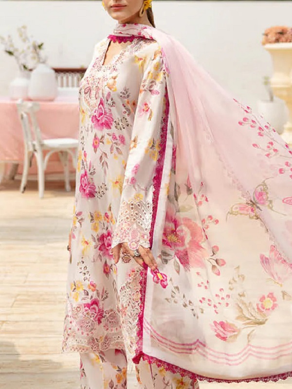 Digital Printed Lawn With Heavy Embroidered Spengle Work (Unstitched) (DRL-2214)