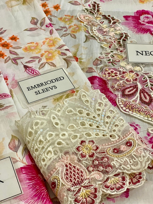 Digital Printed Lawn With Heavy Embroidered Spengle Work (Unstitched) (DRL-2214)