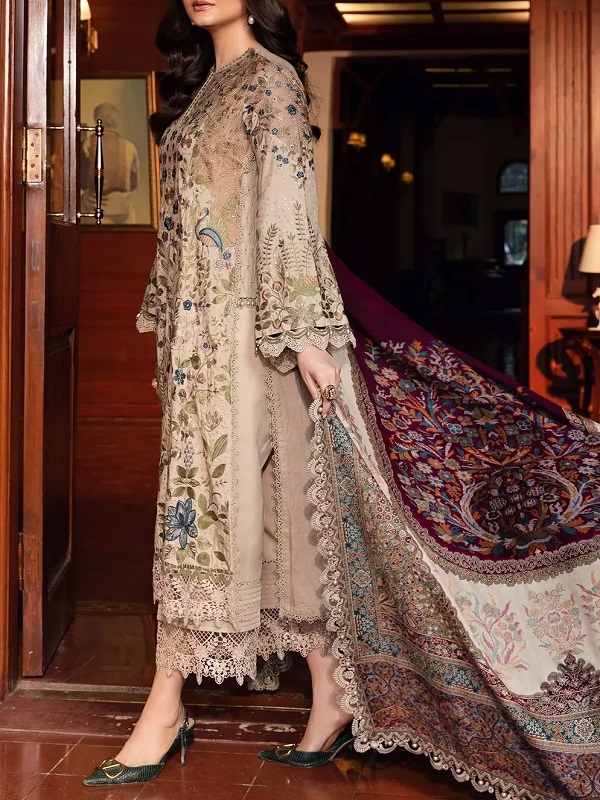 Printed Lawn Dress With Heavy Embroidered Spengle Work (Unstitched) (DRL-2215)