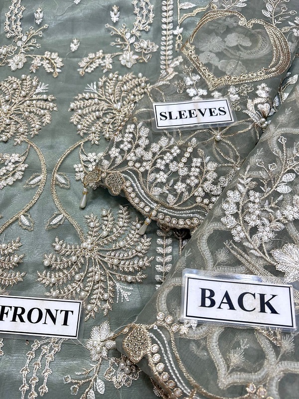 Embroidered with Stones Handwork (Organza / NET) Shirt & Dupatta Unstitched (CHI-998)