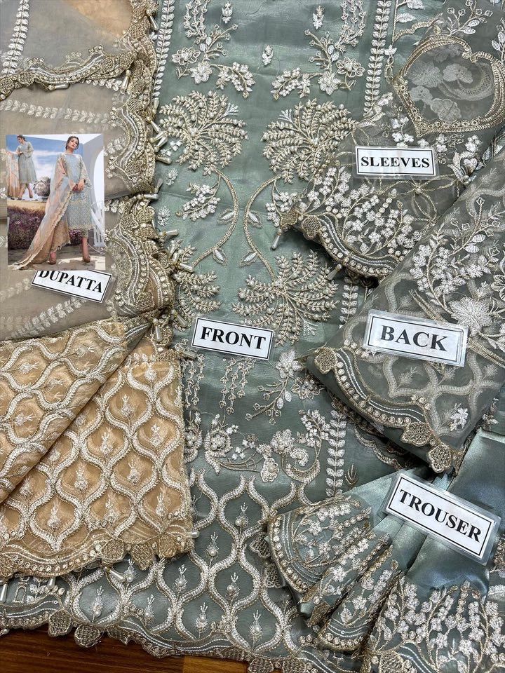 Embroidered with Stones Handwork (Organza / NET) Shirt & Dupatta Unstitched (CHI-998)