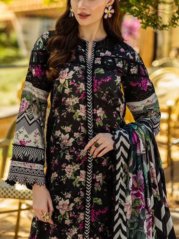 Digital Printed Lawn Embroidered Dress With Printed Chiffon Dupatta (Unstitched) (DRL-2226)