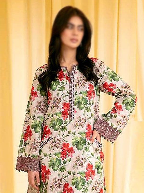 Digital All-Over Print Embroidered Lawn Suit 2025 with Silk Dupatta (Unstitched) (DRL-2229)