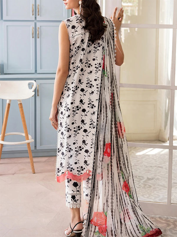 Elegant Embroidered Lawn Dress 2025 with Digital Print Silk Dupatta (DRL-2231)