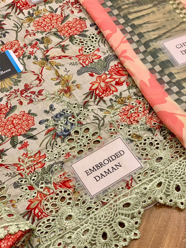 Latest Printed Lawn Embroidered Dress With Printed Chiffon Dupatta (Unstitched) (DRL-2232)