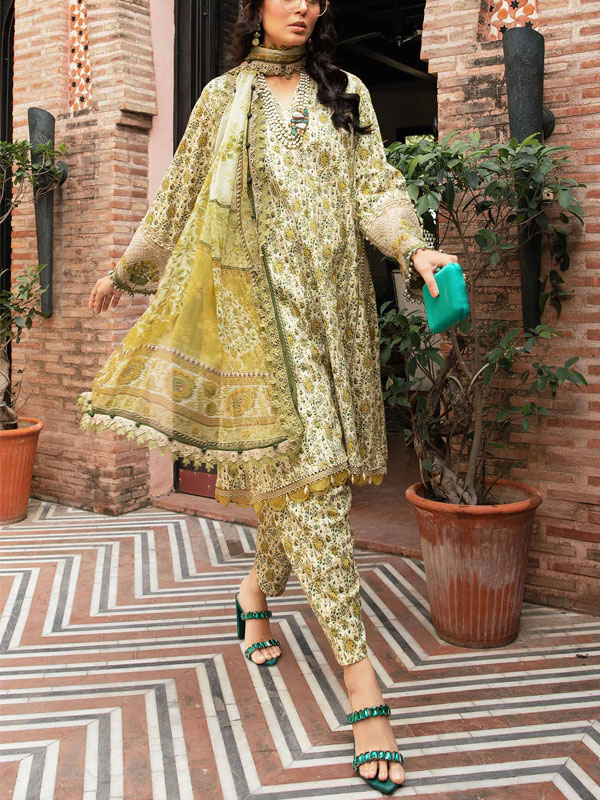 Heavy Embroidered Lawn Chicken Karri Dress With Embroidered Khaddi Dupatta (Unstitched) (DRL-2252)