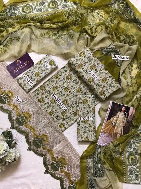 Heavy Embroidered Lawn Chicken Karri Dress With Embroidered Khaddi Dupatta (Unstitched) (DRL-2252)