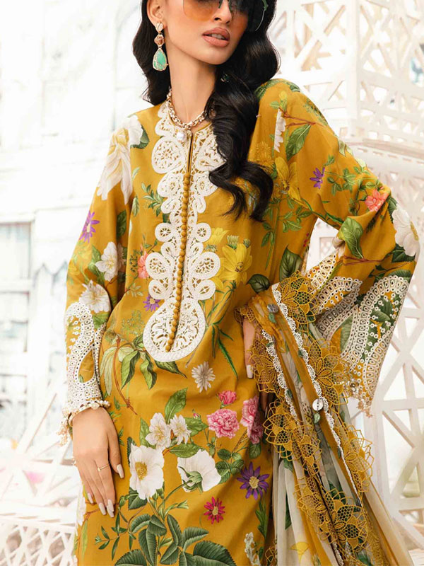 Digital Printed Embroidery Lawn Dress With Digital Printed Chiffon Dupatta (Unstitched) (DRL-2254)	