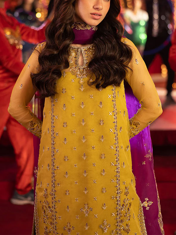 Latest Heavy Embroidered Organza Dress With Organza Embroidered Dupatta (Unstitched) (CHI-1000)