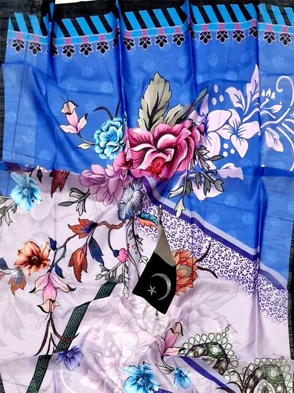  Lawn Heavy Headskip Booring Embroidry Dress Digital Printe Diamond Dupatta 3 Pec Suit (Unstitched) (DRL-2283)