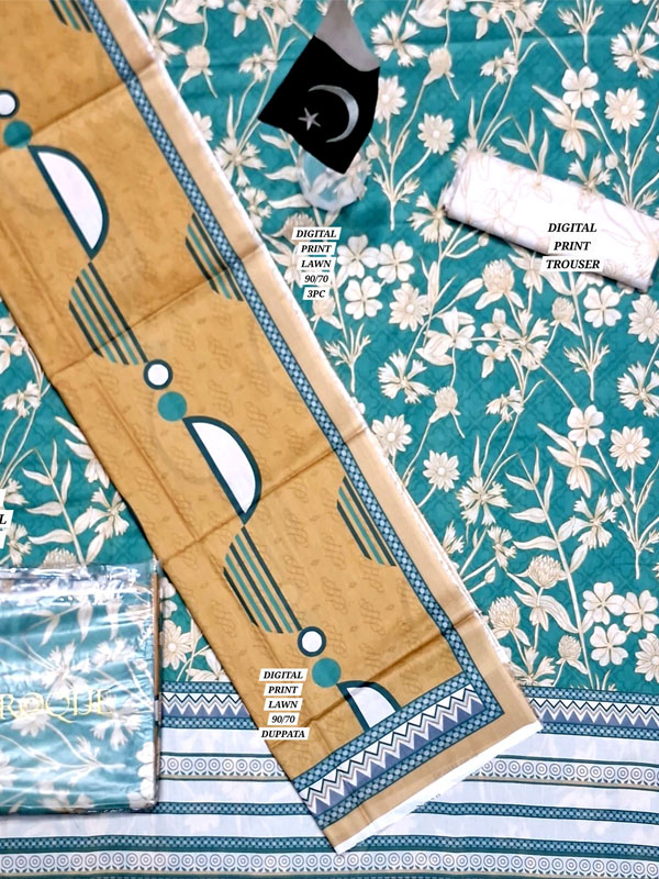 Digital Printed Lawn Dress With Printed Lawn Dupatta & Lawn Trouser (Unstitched) (DRL-2288)