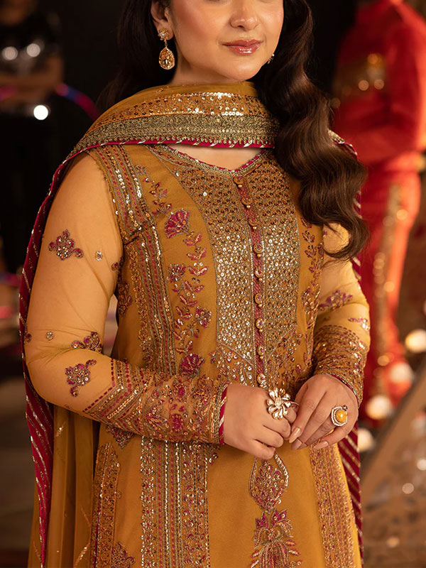 Heavy Sequence Embroidered Chiffon Dress With Chiffon Embroidered Dupatta (Unstitched) (CHI-1003)