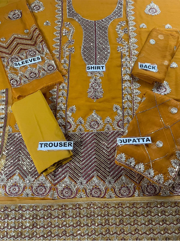 Heavy Sequence Embroidered Chiffon Dress With Chiffon Embroidered Dupatta (Unstitched) (CHI-1003)